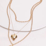 Gold Heart Pendant Layered Necklace