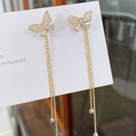 Rhinestone & Butterfly Decor Earring Jackets - Gold