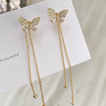 Rhinestone & Butterfly Decor Earring Jackets - Gold