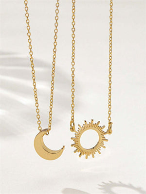 2pcs Luxury Sun And Moon Necklace Set