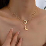 2pcs Luxury Sun And Moon Necklace Set