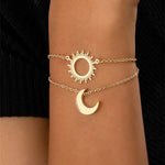 2pcs Luxury Sun And Moon Necklace Set