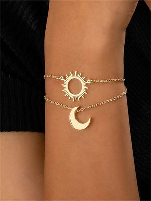 2pcs Luxury Sun And Moon Necklace Set