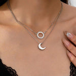 2pcs Luxury Sun And Moon Necklace Set