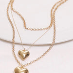 Gold Heart Pendant Layered Necklace