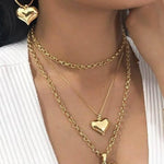 Gold Heart Pendant Layered Necklace