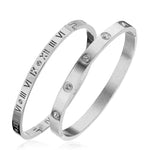 Silver Roman Numeral Bangle & Cubic Zirconia Bangle Set