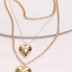 Gold Heart Pendant Layered Necklace