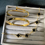 3 PIECE SET CARTIER & NAIL BANGEL With BLACK CLOVER BRACELET