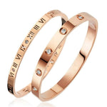 Rose Gold Roman Numeral Bangle & Cubic Zirconia Bangle Set