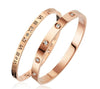 Rose Gold Roman Numeral Bangle & Cubic Zirconia Bangle Set