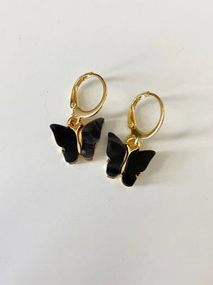 Butterfly Black Contemporary Drop Earrings