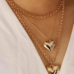 Gold Heart Pendant Layered Necklace