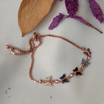 Five Butterfly Bracelets With Mix Color Stones, Women Silver Bracelets